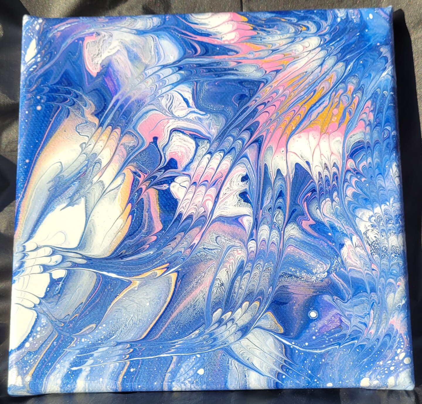 Blue, Gold, Pink - Original Fluid Acrylic Pour Painting on Canvas ...