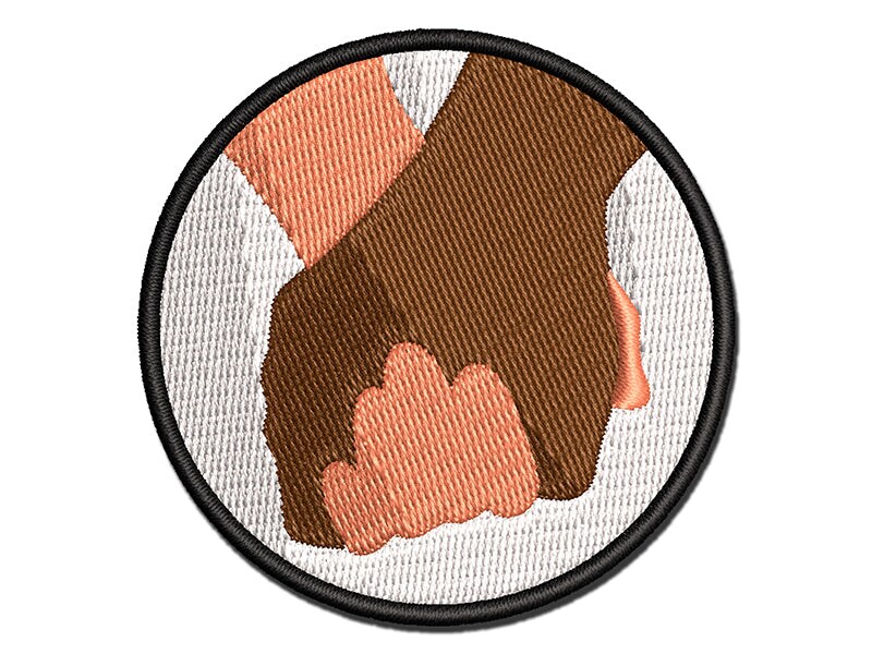 Holding Hands Romantic Couple Multi-Color Embroidered Iron-On or Hook &#x26; Loop Patch Applique