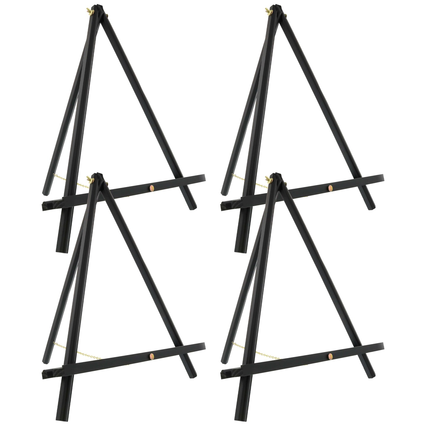 16&#x22; High Black Wood Display Stand A-Frame Artist Easel, 4 Pack - Adjustable Wooden Tripod Tabletop Holder Stand for Canvas, Painting Party, Signs