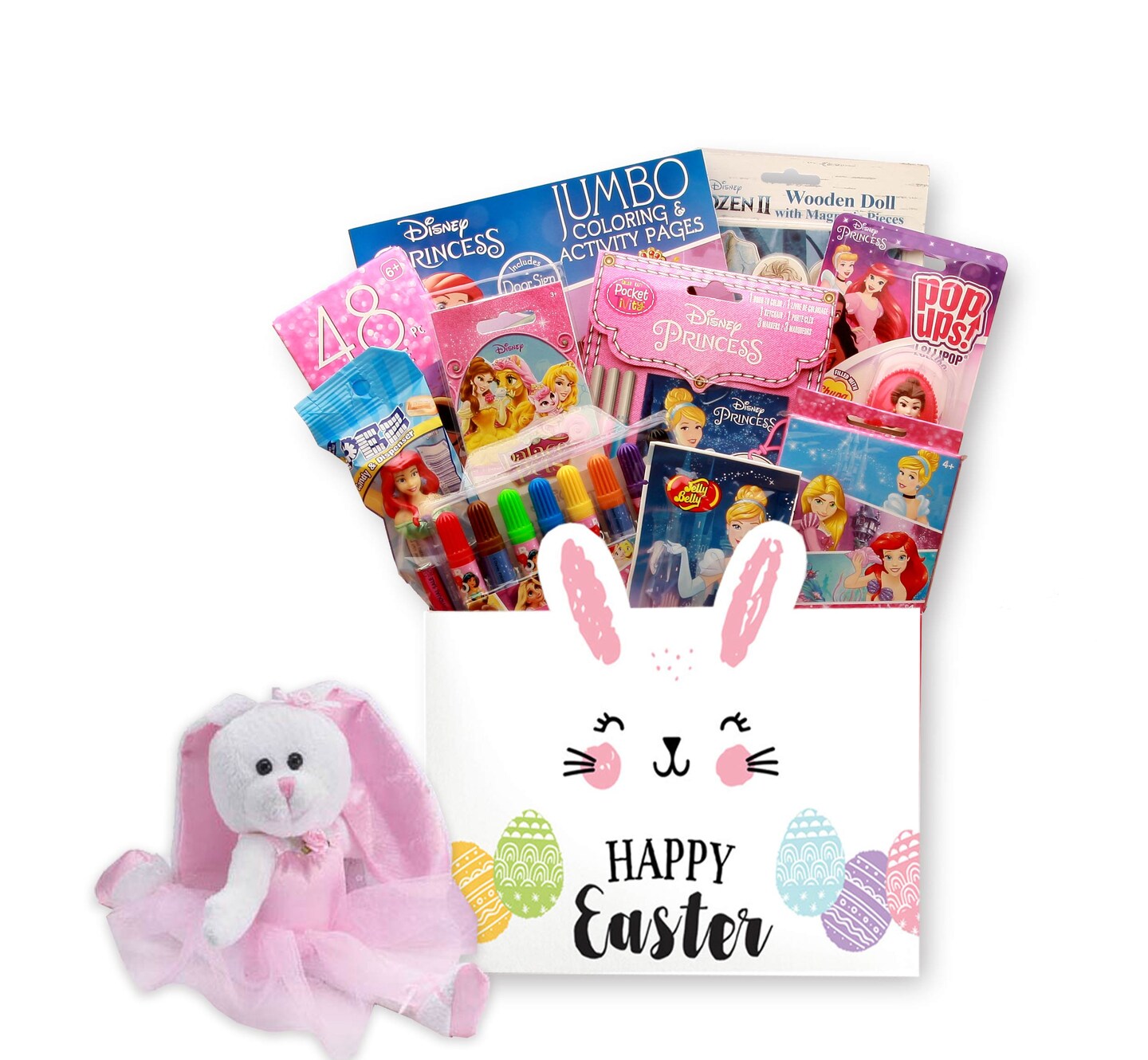 GBDS Easter Gift Basket - Disney Princess Easter Gift Box w- Easter Bunny Plush