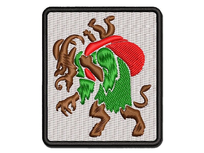 Krampus Christmas Monster Demon Devil Multi-Color Embroidered Iron-On or Hook &#x26; Loop Patch Applique
