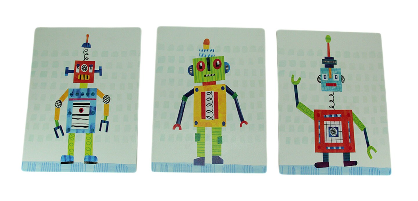 Set of 3 Bright Colorful Robot Art Prints