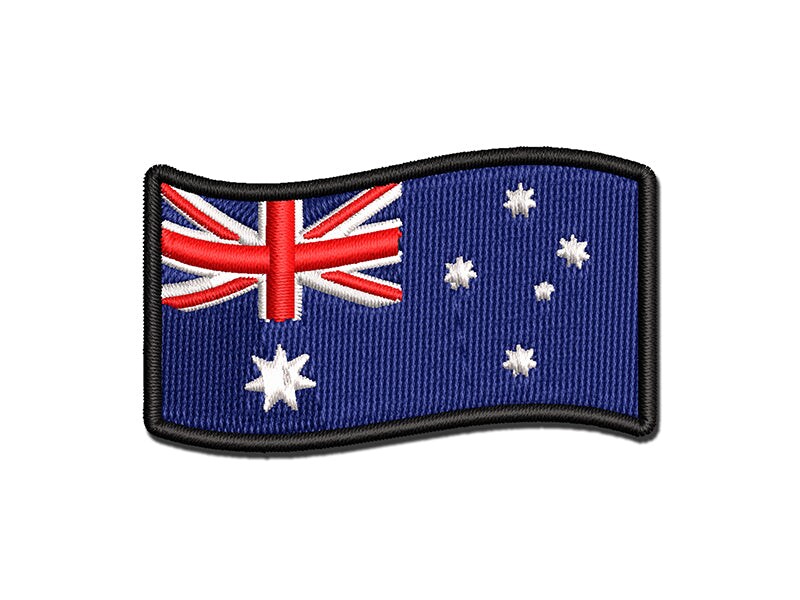 Australia with Waving Flag Cute Multi-Color Embroidered Iron-On or Hook &#x26; Loop Patch Applique