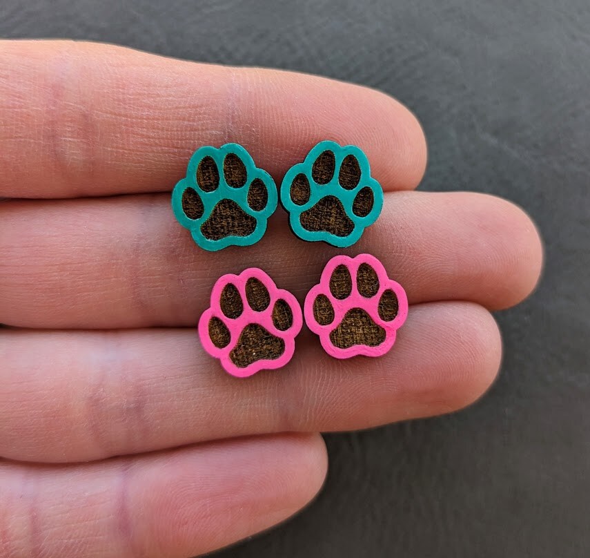 Wooden Dog Paw Print Stud Earrings MakerPlace by Michaels