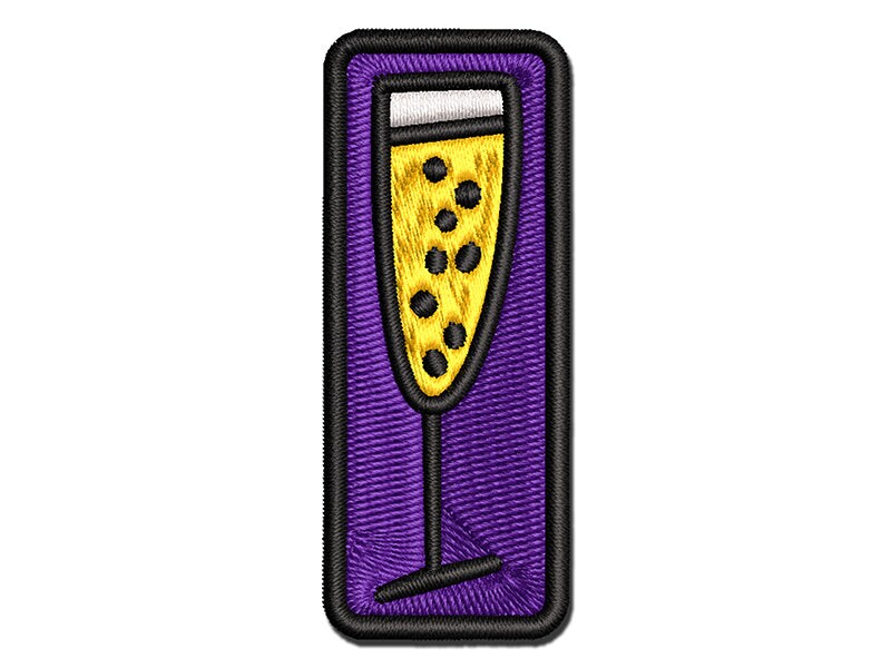 Champagne Glass Doodle Multi-Color Embroidered Iron-On or Hook & Loop Patch Applique