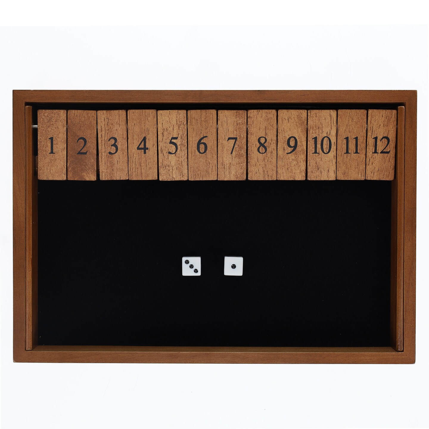WE Games 12 Number Shut the Box Board Game, Walnut Stained Wood, 13.5 in.