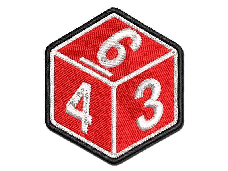 D6 6 Sided Gaming Gamer Dice Critical Role Multi-Color Embroidered Iron-On or Hook &#x26; Loop Patch Applique