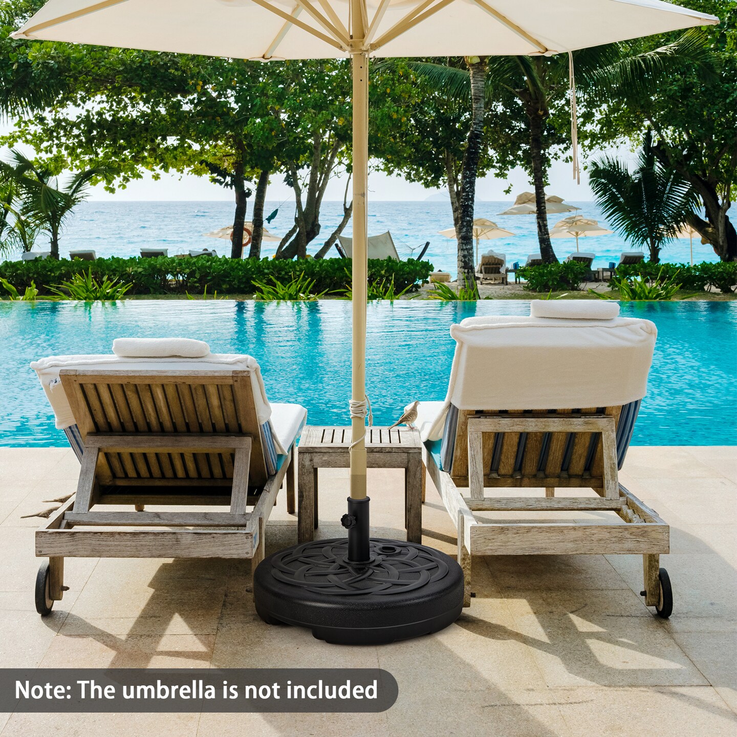 22 Inch Fillable Heavy-Duty Round Patio Umbrella Base Stand with Metal Pole