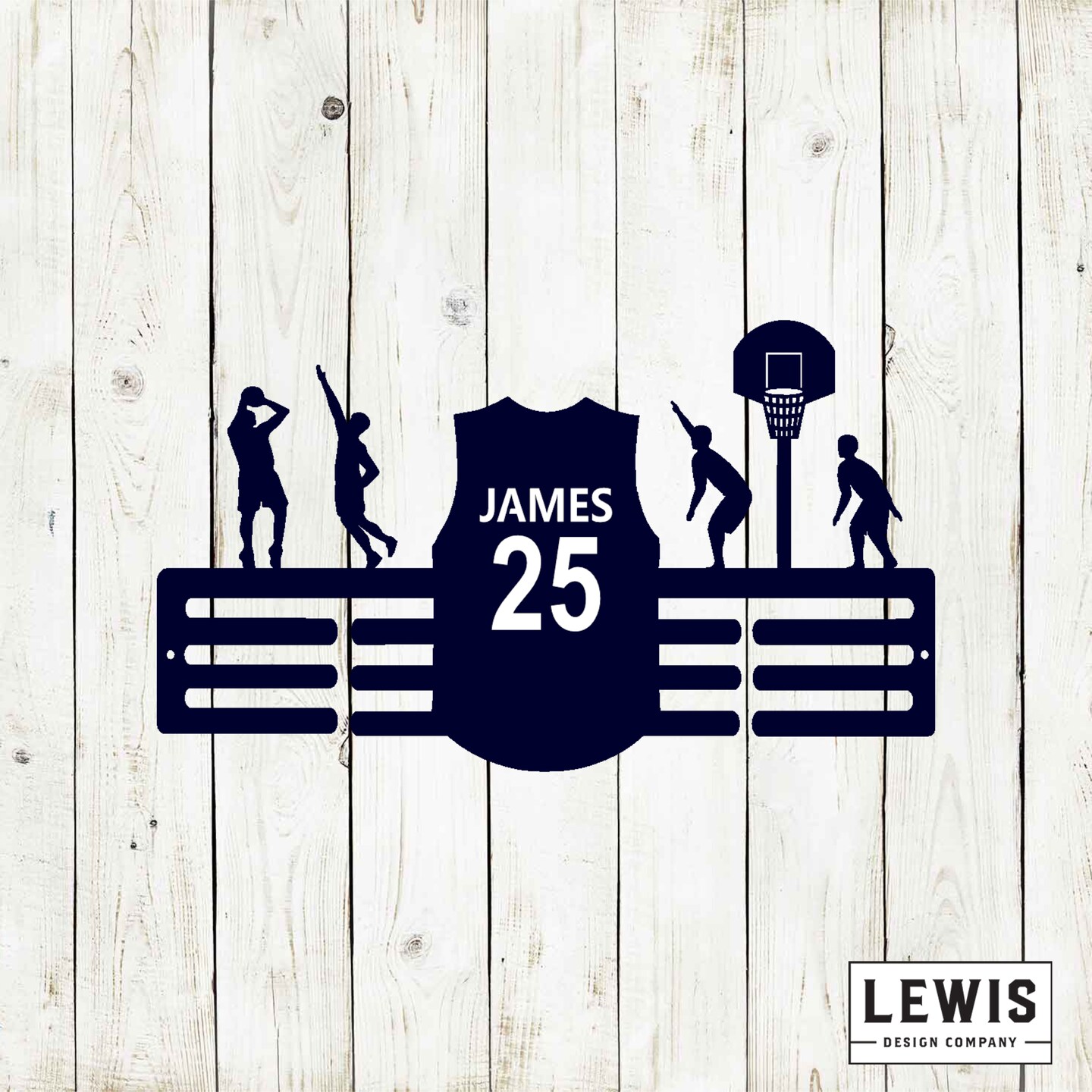 Basketball Jersey Custom Name Medal Hanger - Medal Display, Sports Medals, Kids Room Sports Décor, Basketball, Athletic Awards, Kids Gifts product 2
