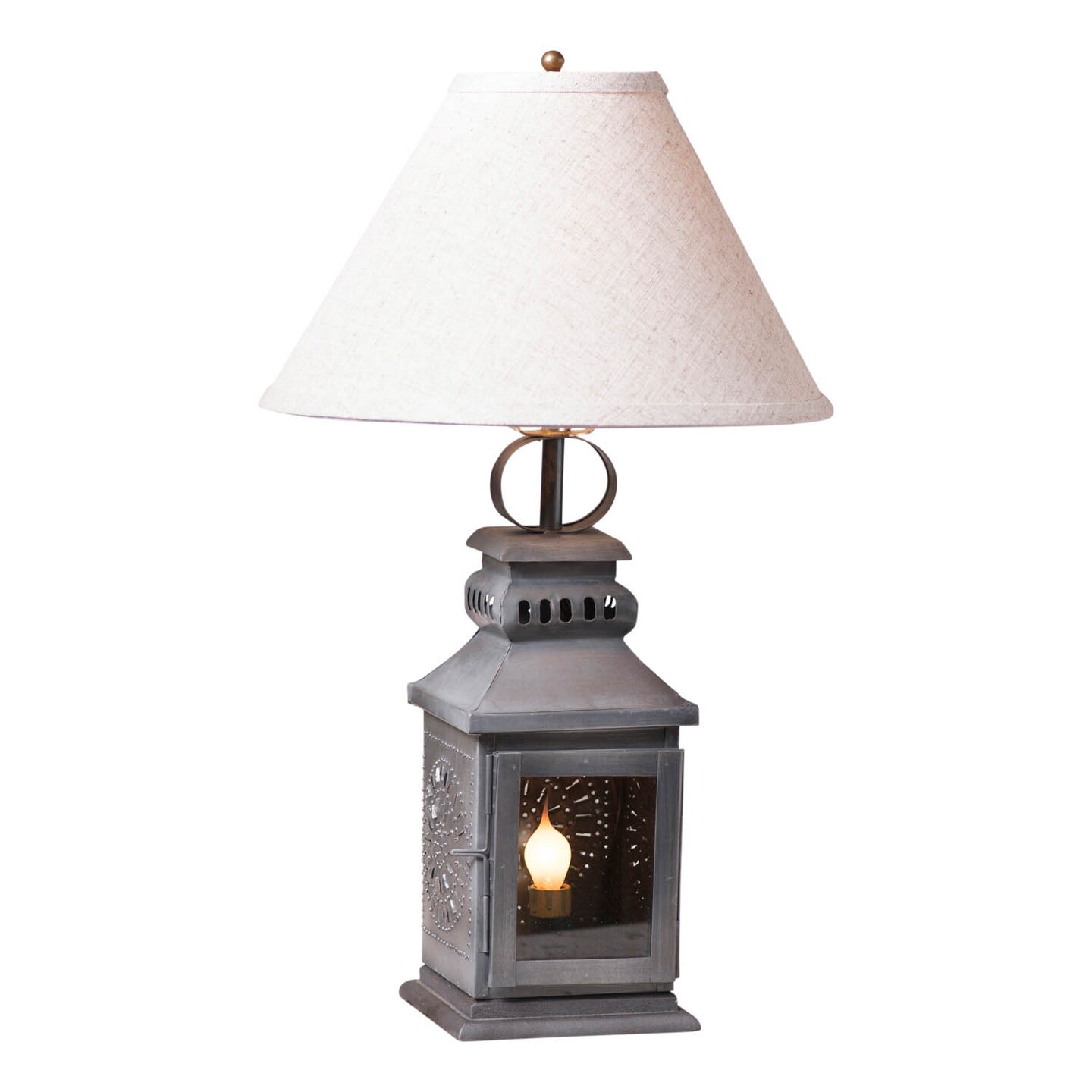 Irvin&#x27;s Country Tinware Miner&#x27;s Lamp with Shade in Antique Tin