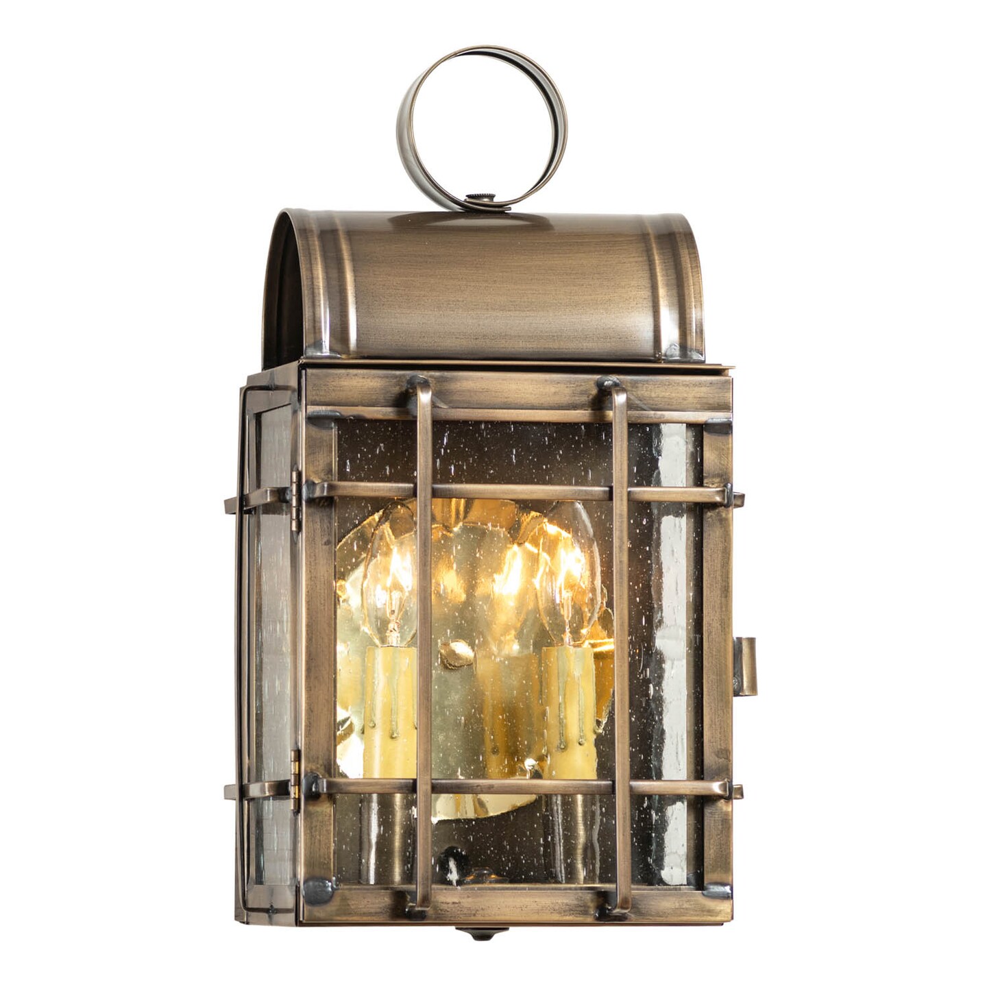 Carriage House Outdoor Wall Light in Weathered Brass - 2 Lights - Tinware