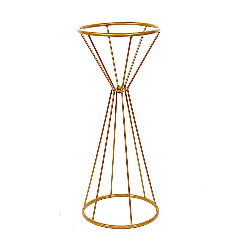 20-Inch Reversible Gold Geometric Metal Flower Stand Centerpiece