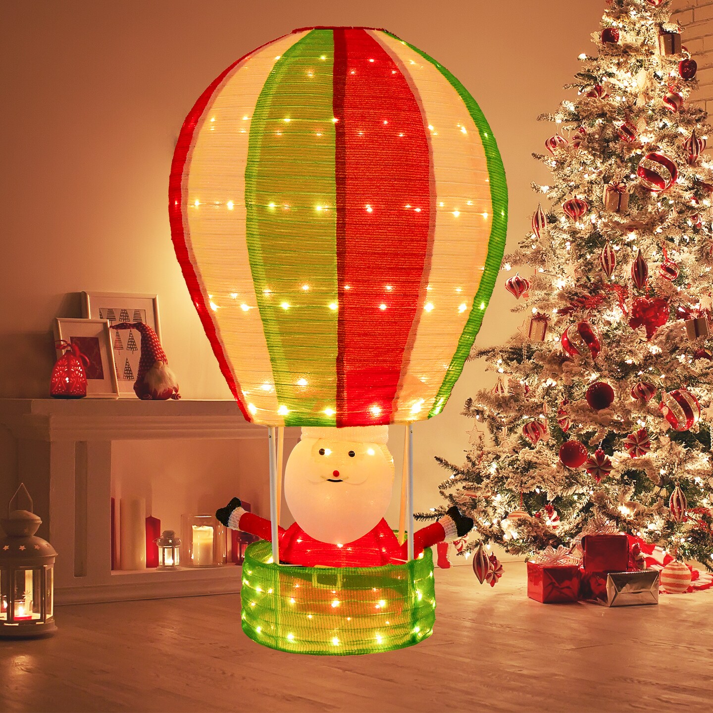 4.5 Feet Christmas Santa Claus With Hot Air Balloon