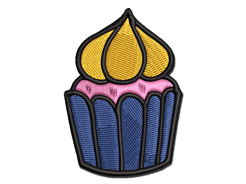 Hand Drawn Cupcake Doodle Multi-Color Embroidered Iron-On or Hook &#x26; Loop Patch Applique