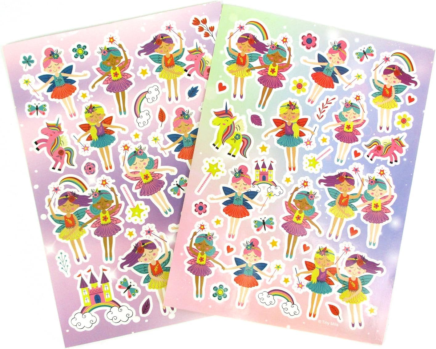 TINYMILLS Magical Fairies Birthday Party Favor Set (12 multi-point pencils, 12 stampers, 12 sticker sheets, 12 small spiral notepads)