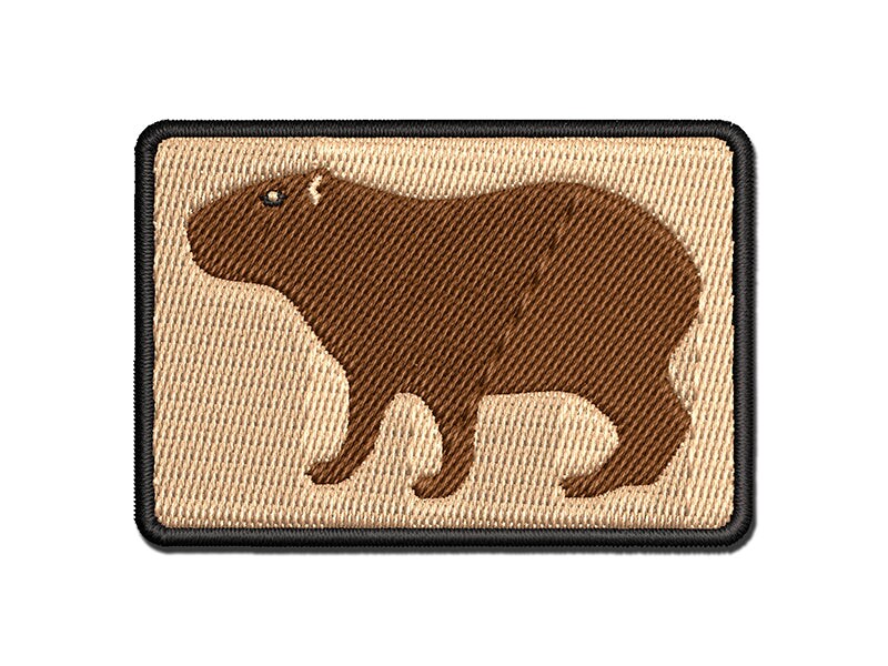 Capybara Standing Silhouette Multi-Color Embroidered Iron-On or Hook &#x26; Loop Patch Applique