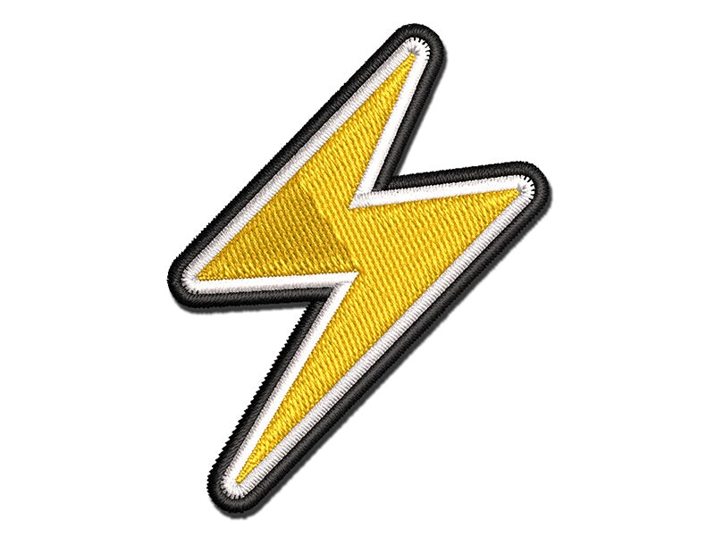 Lightning Bolt Thunderbolt Multi-Color Embroidered Iron-On or Hook &#x26; Loop Patch Applique