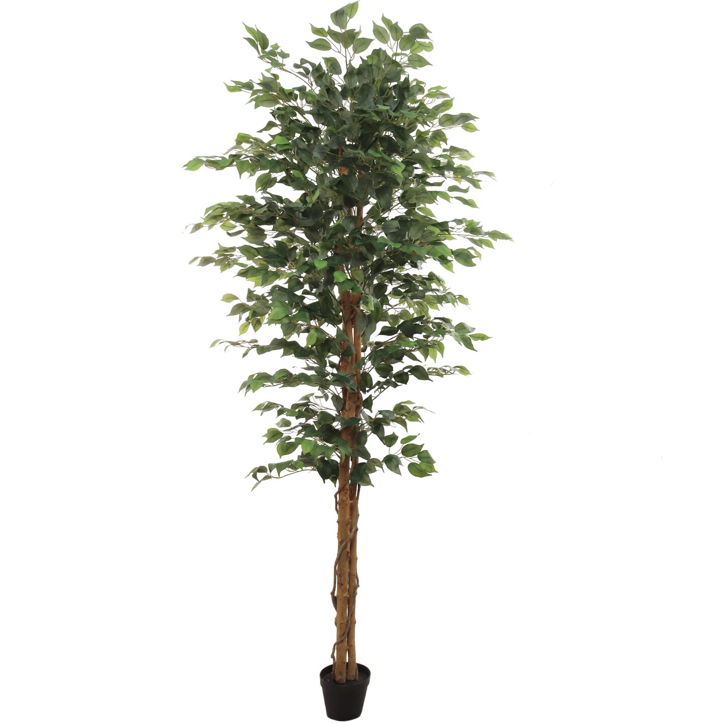 7ft Green Ficus Tree in Black Pot with 1260 Silk Leaves by Floral Home&#xAE;