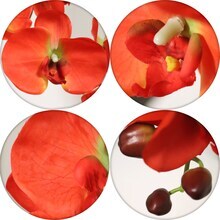 Set of 2: Lifelike Orange Phalaenopsis Orchid Stems - 33.5-Inch Realistic Silk Flowers for Arrangements, Parties, Home &#x26; Office Decor