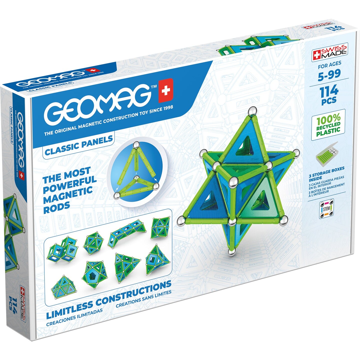 Geomag&#x2122; Green Line Panels, 114 Pieces