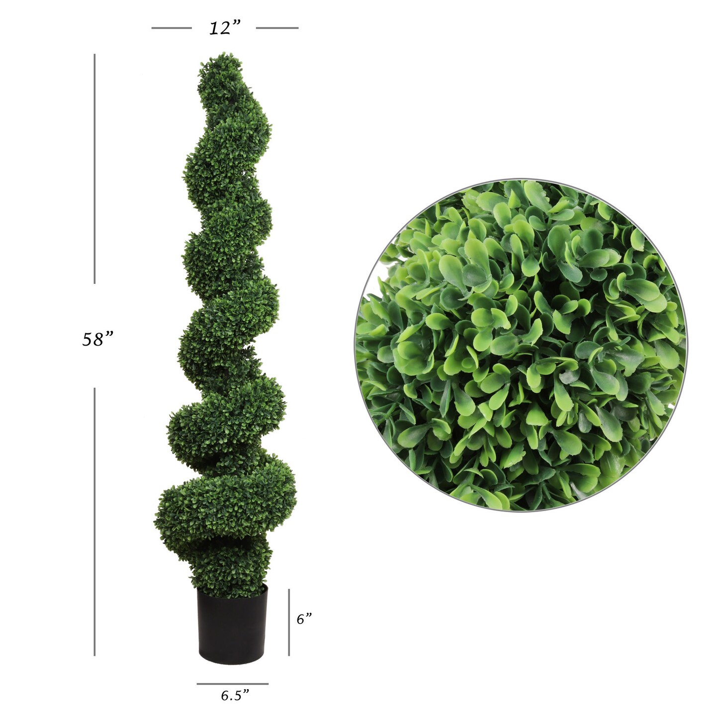 2-Pack: 58&#x22; Artificial Spiral Boxwood Topiary Trees - Lifelike Design, Potted in Black Planters, Perfect for Home, Office &#x26; Outdoor Decor - All-Season Use, Floral Home by Artificial Flowers