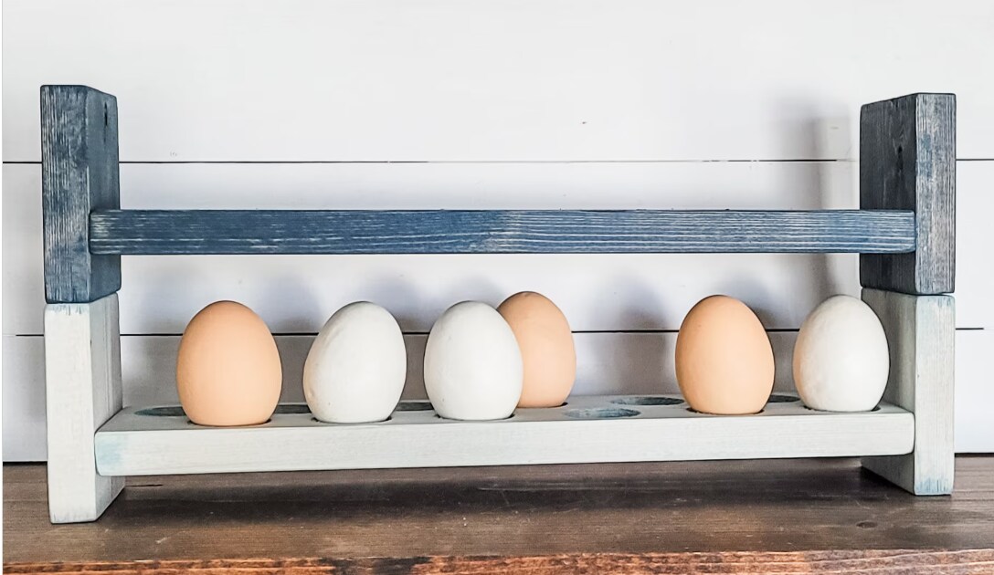 4-Tier Wooden Egg Holder - Stackable Pine Rack Holds 72 Eggs, Farmhouse Countertop Organizer For Chicken, Duck Eggs