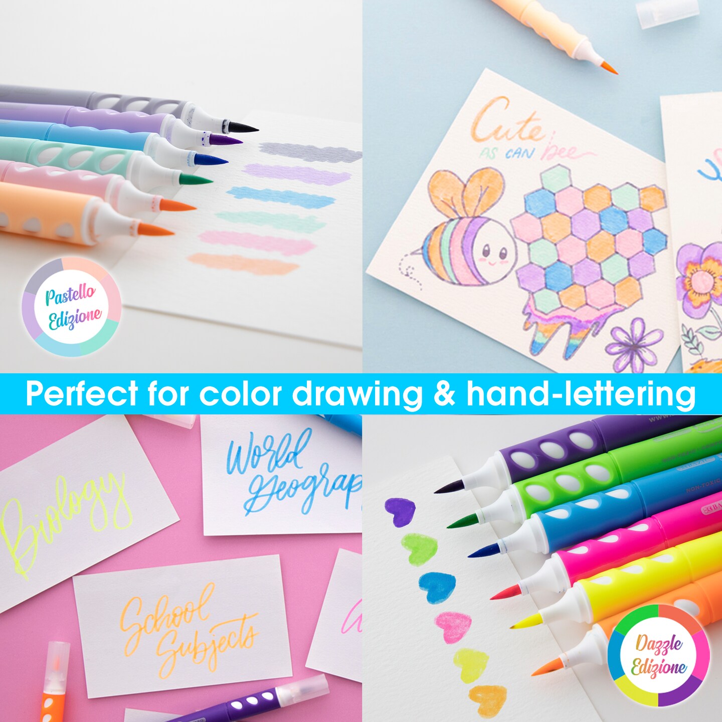 BAZIC Brush Markers 6 Pastel Colors