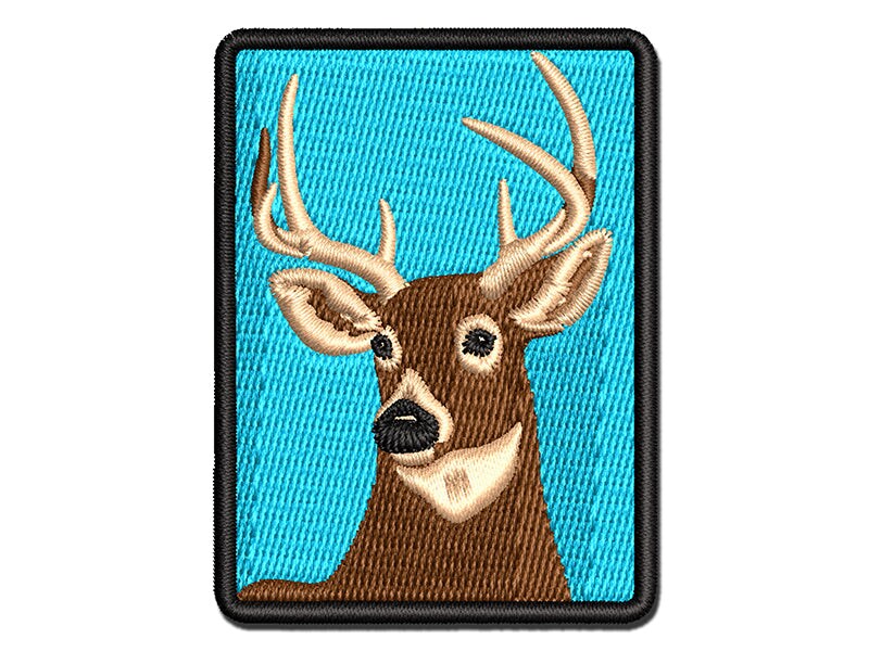 Majestic Deer Buck Head Hunter Hunting Multi Color Embroidered Iron On Or Hook And Loop Patch 1061