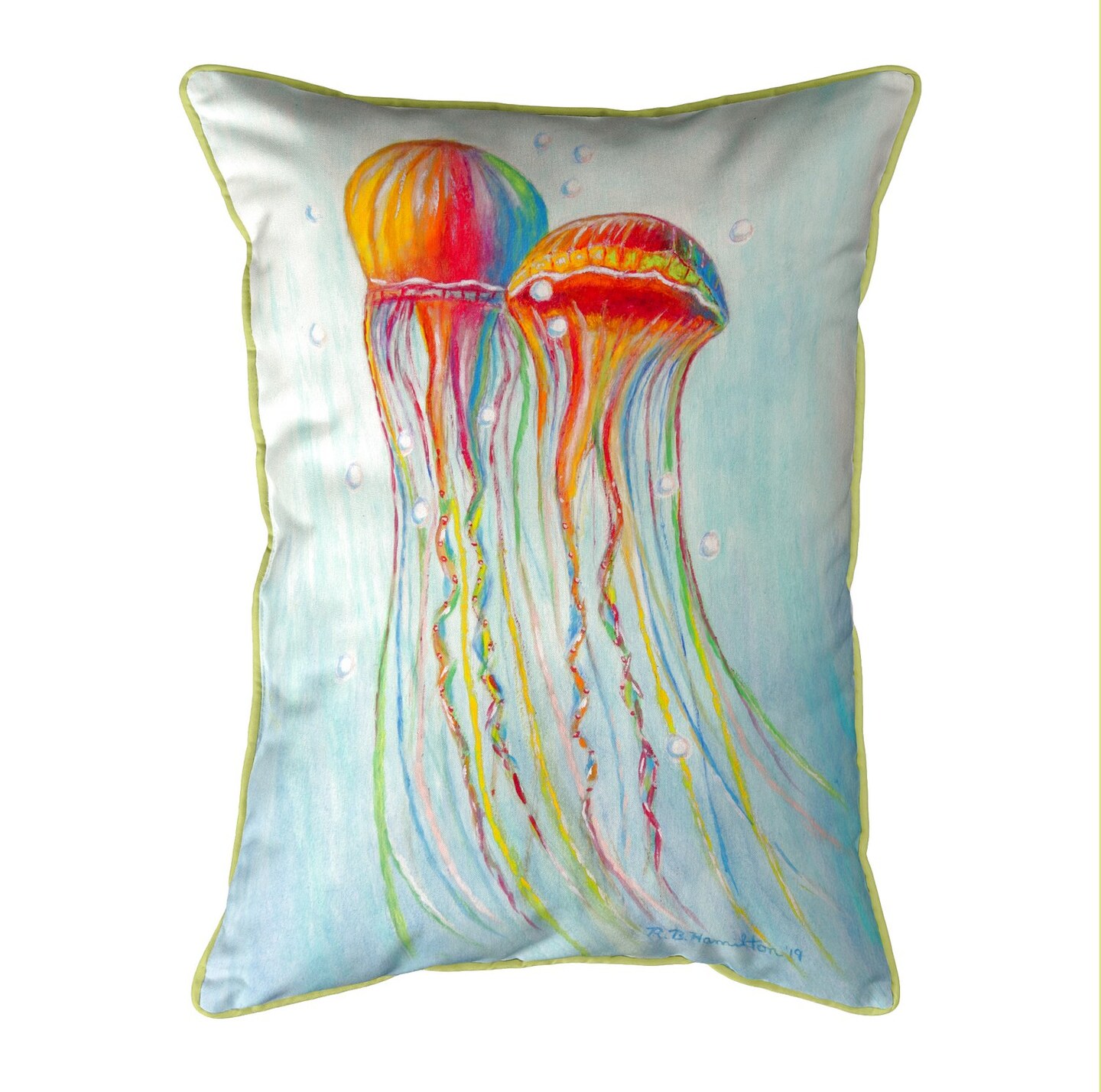 Betsy Drake Colorful Jellyfish Large Indoor/Outdoor Pillow 16x20