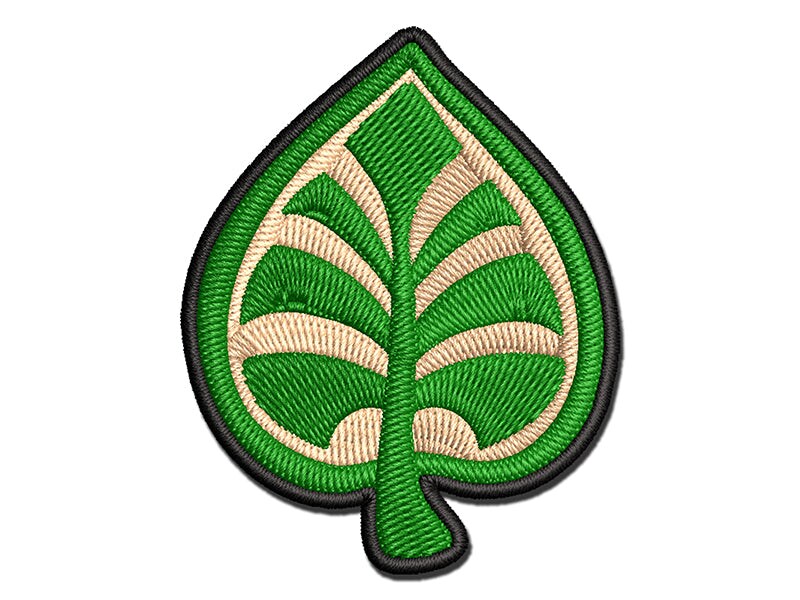 Intricate Leaf Design Multi-Color Embroidered Iron-On or Hook &#x26; Loop Patch Applique