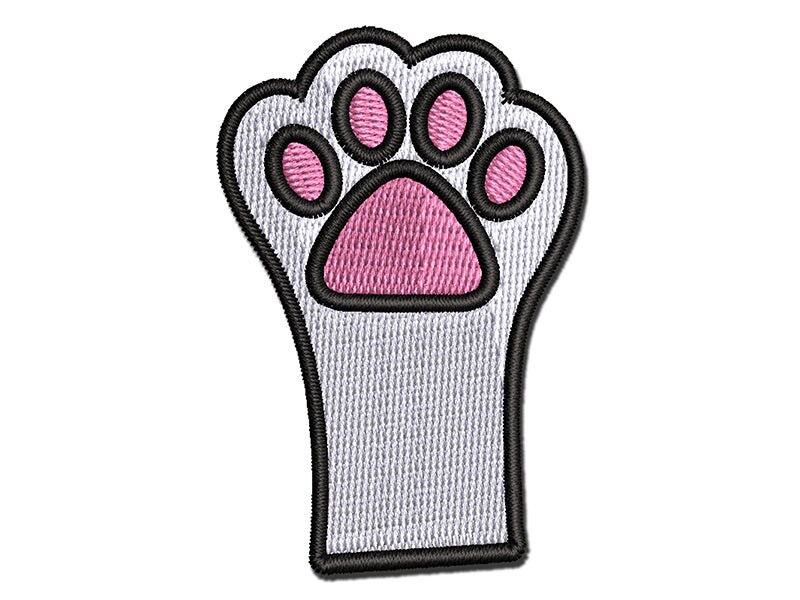 Cute Cat Paw Multi-Color Embroidered Iron-On or Hook &#x26; Loop Patch Applique