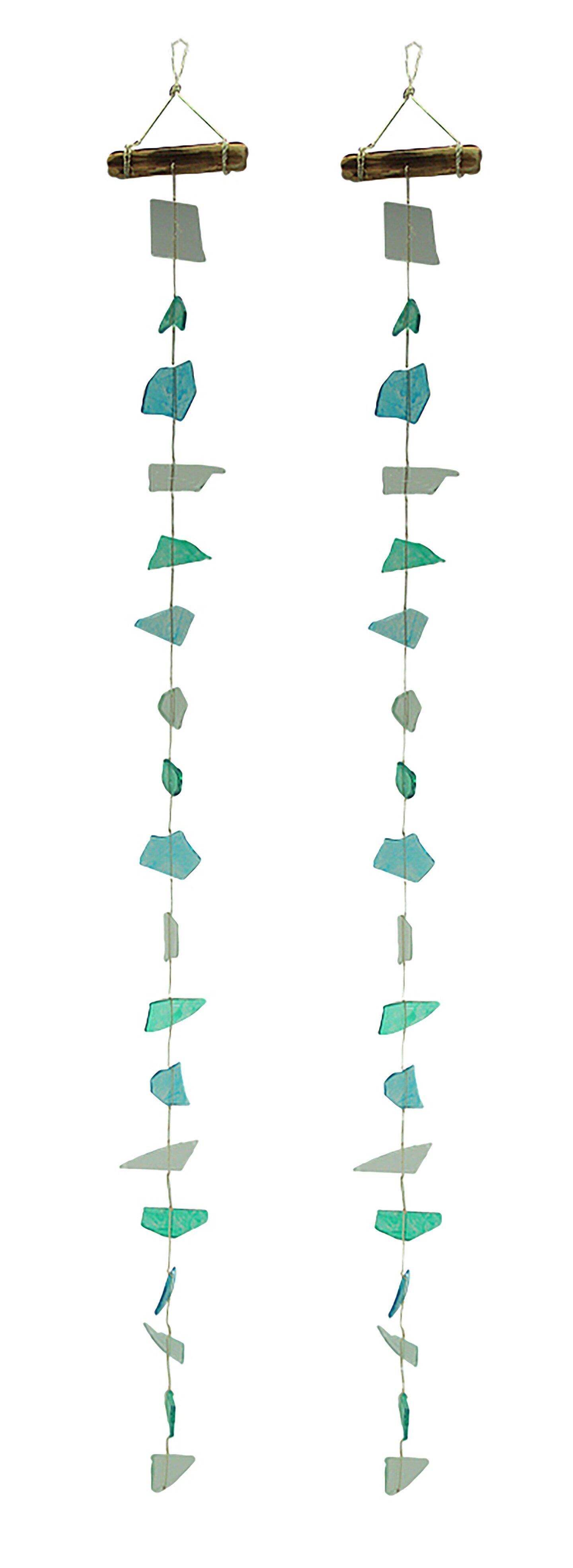 Set of 2 Urban Coastal Natural Sea Glass 52 Inch Hanging Garlands