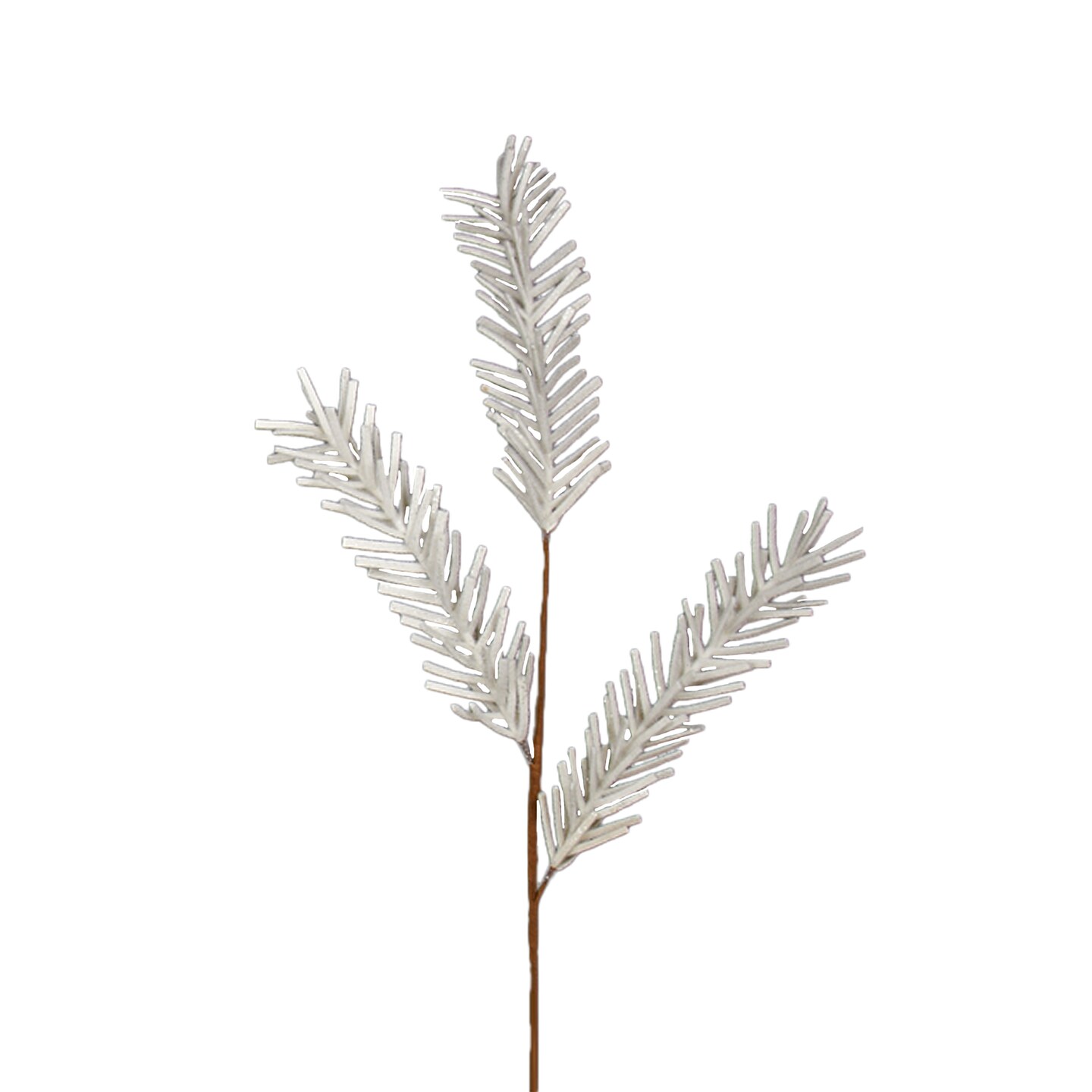 Kurt Adler 32&#x22; White and Brown Glittered Pine Artificial Christmas Spray