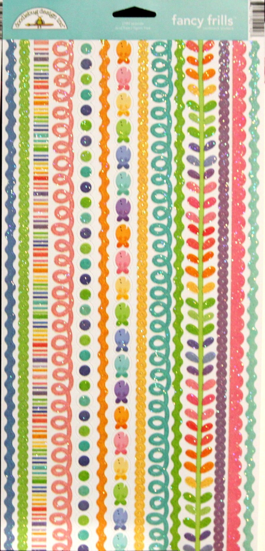 Doodlebug Designs Fancy Frills Seaside Glitter Borders Cardstock Stickers