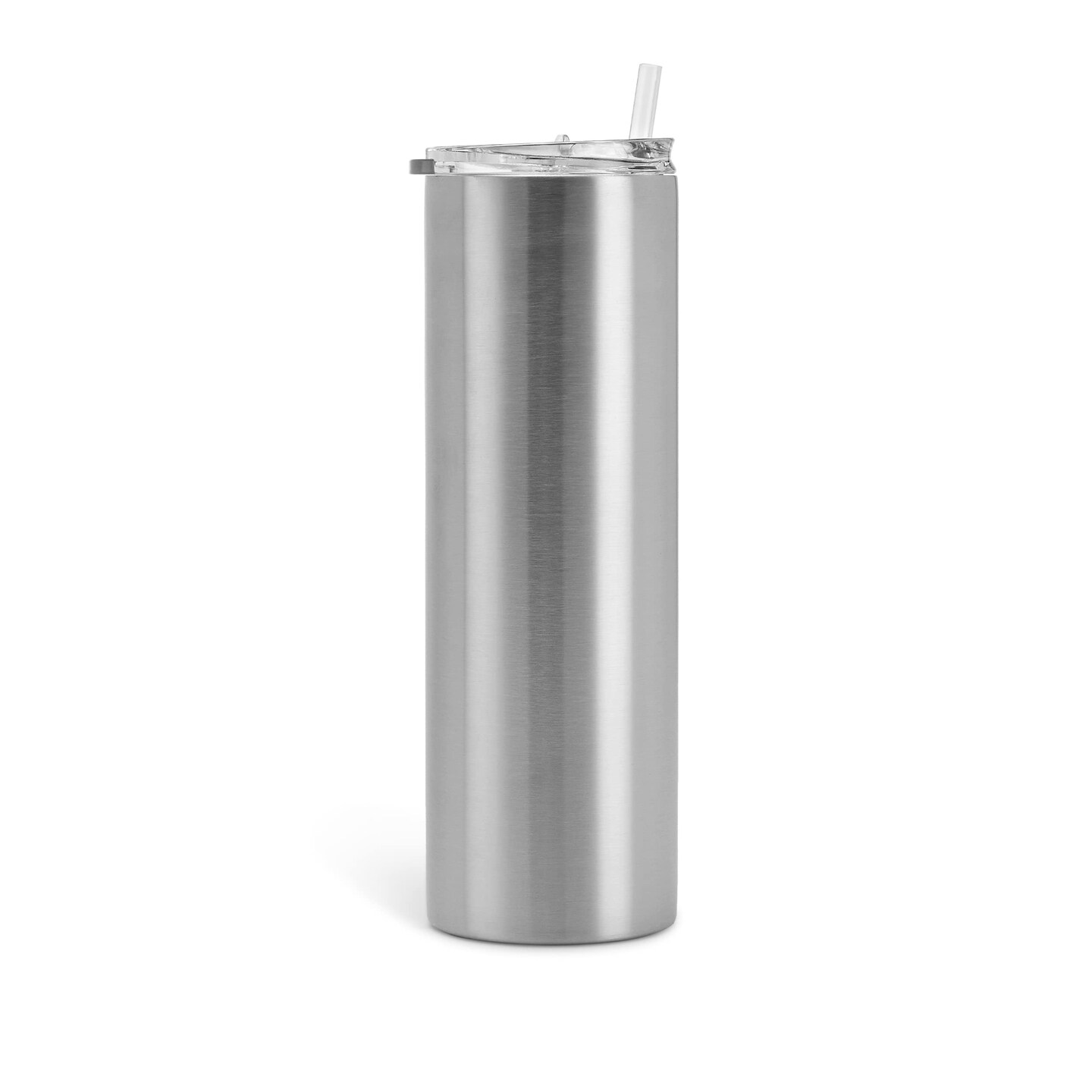 Makerflo 30 oz Skinny Stainless Steel Silver Tumbler with Lid &#x26; Straw | Craft-Ready for DIY Gifts &#x26; Personalization (Epoxy, UV DTF, Vinyl, and Laser Engraving) - Not for Sublimation
