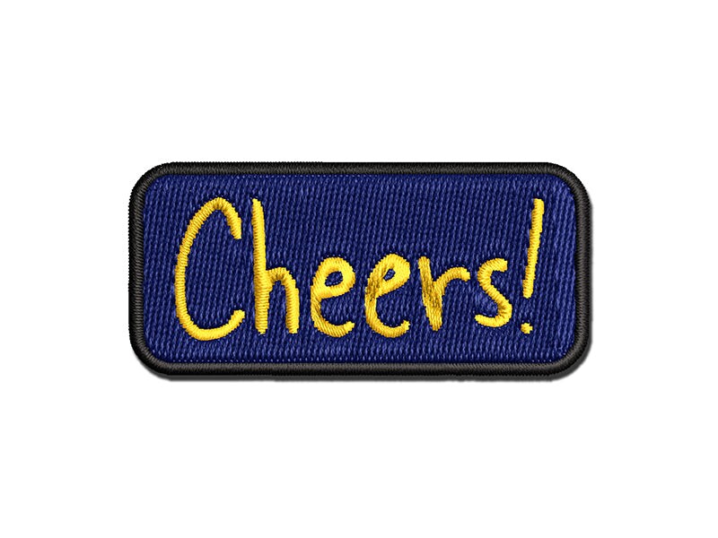Cheers Fun Text Multi-Color Embroidered Iron-On or Hook &#x26; Loop Patch Applique