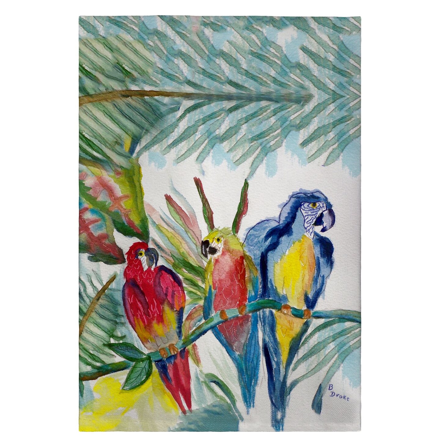 Betsy Drake Parrot Family Guest Towel
