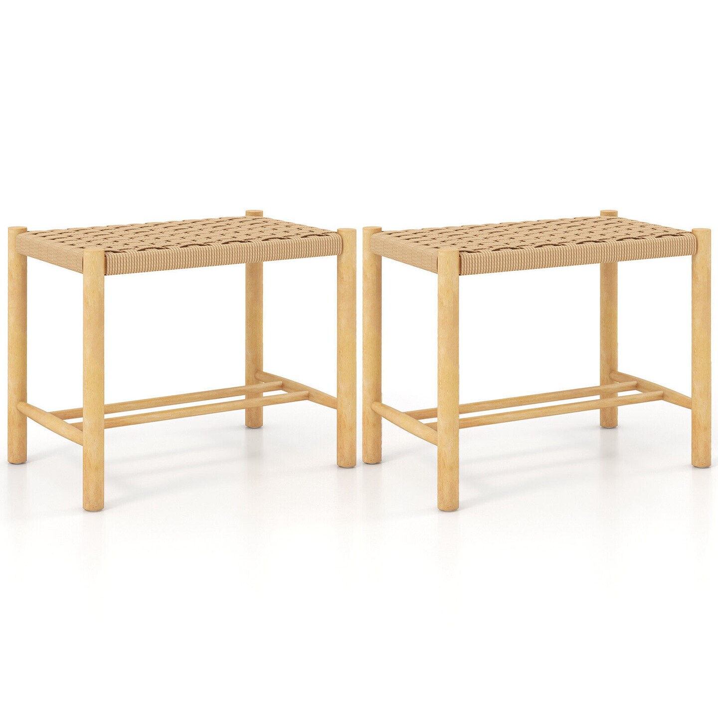 18 Inch Dining Stool Set Of 2-natural