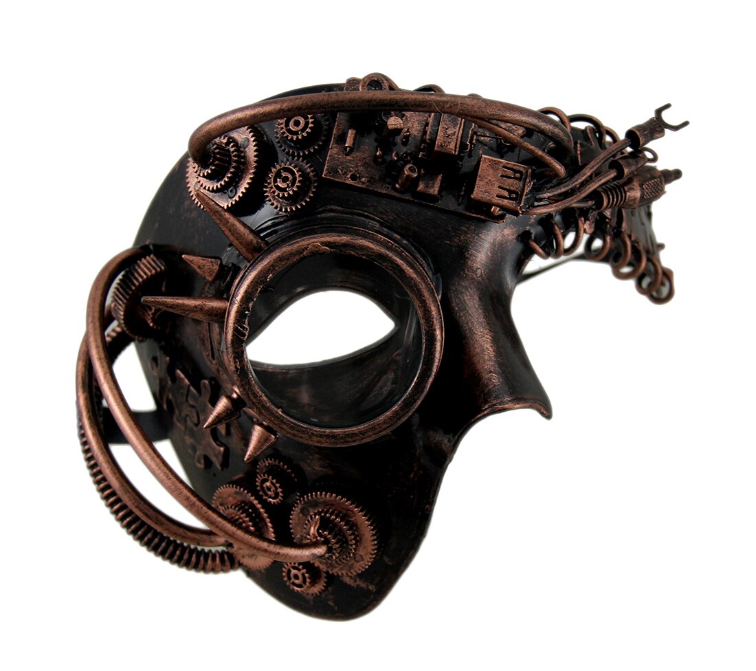 Dan Droid Steampunk Cyborg Spiked One Eyed Metallic Mask