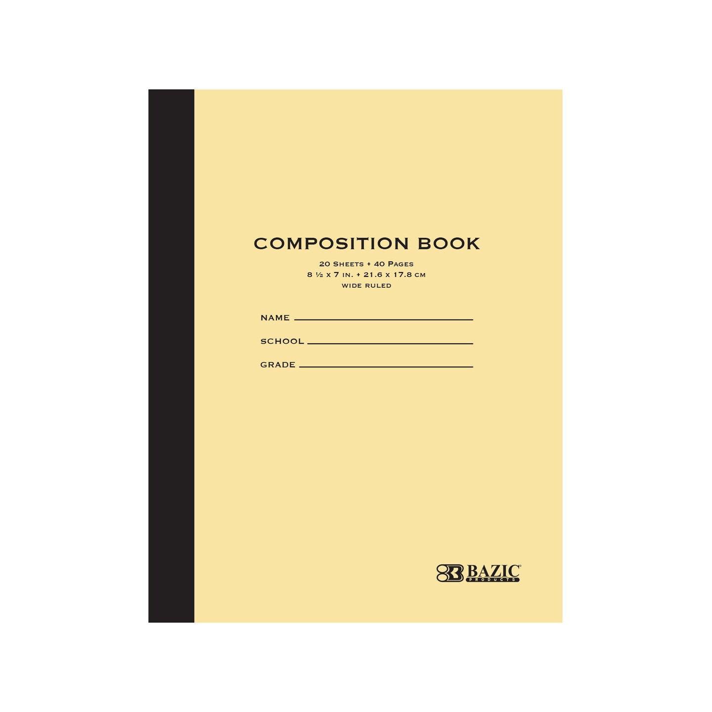 BAZIC Composition Book Manila Cover 8.5&#x22; x 7&#x22; 20 Ct.