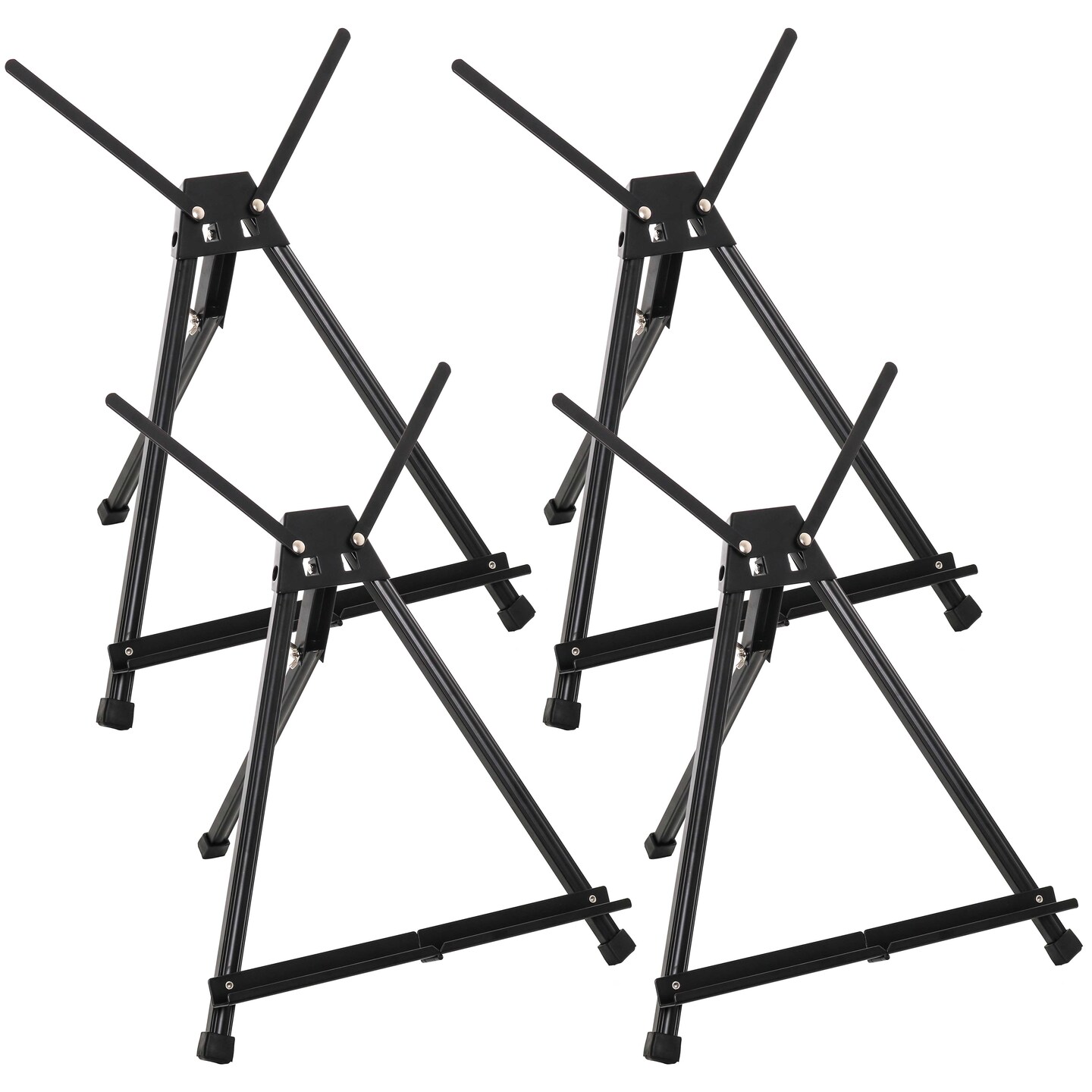15&#x22; to 21&#x22; High Adjustable Black Aluminum Tabletop Display Easel, 4 Pack - Portable Artist Tripod Stand with Extension Arm Wings, Folding Frame