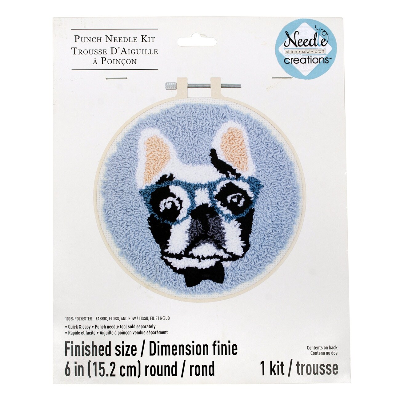 Fabric Editions Punch Needle Kit 6&#x22; Round-Bulldog