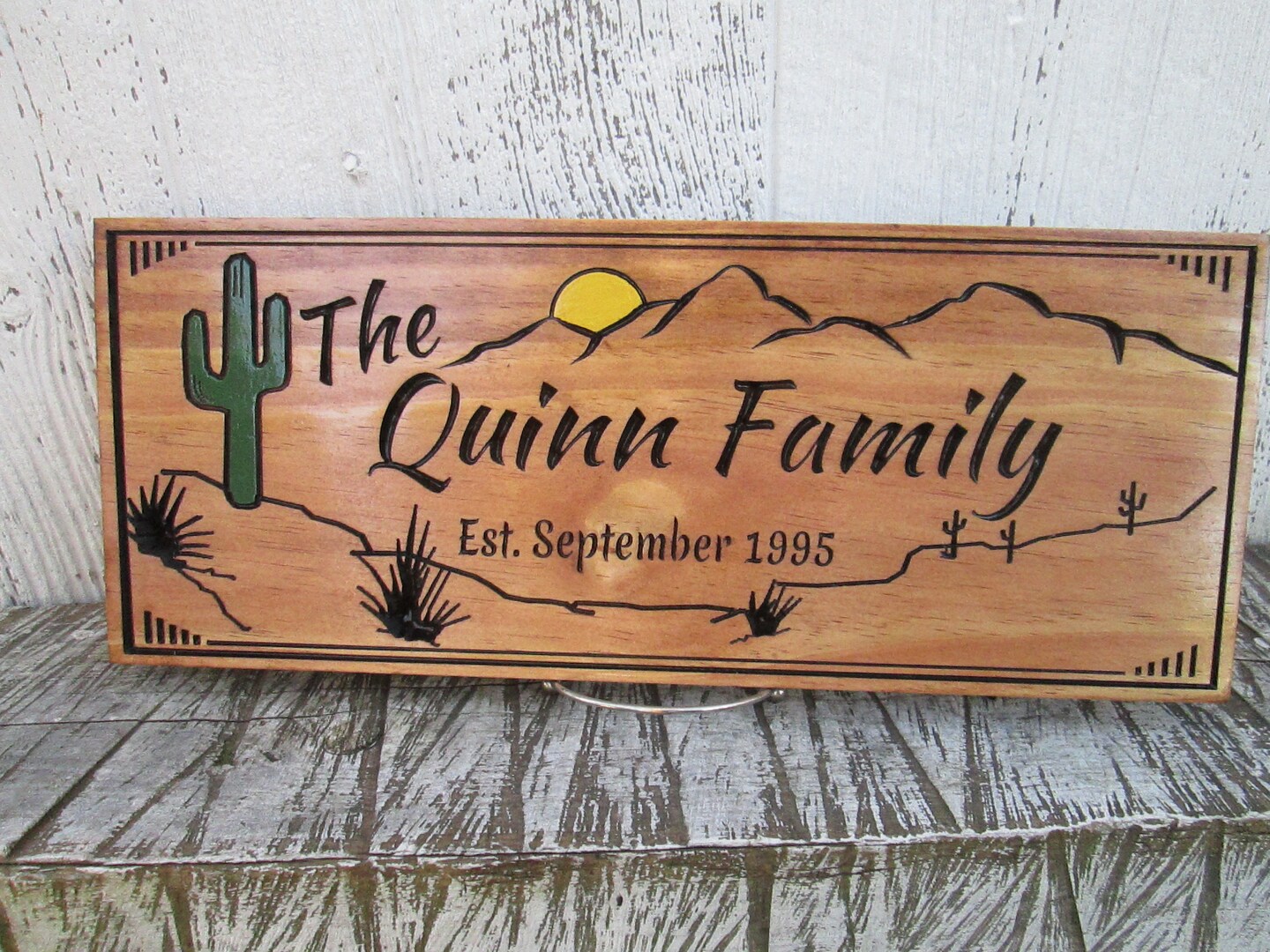 Custom Cactus House Sign | Desert Home Established Family Sign | Carved ...