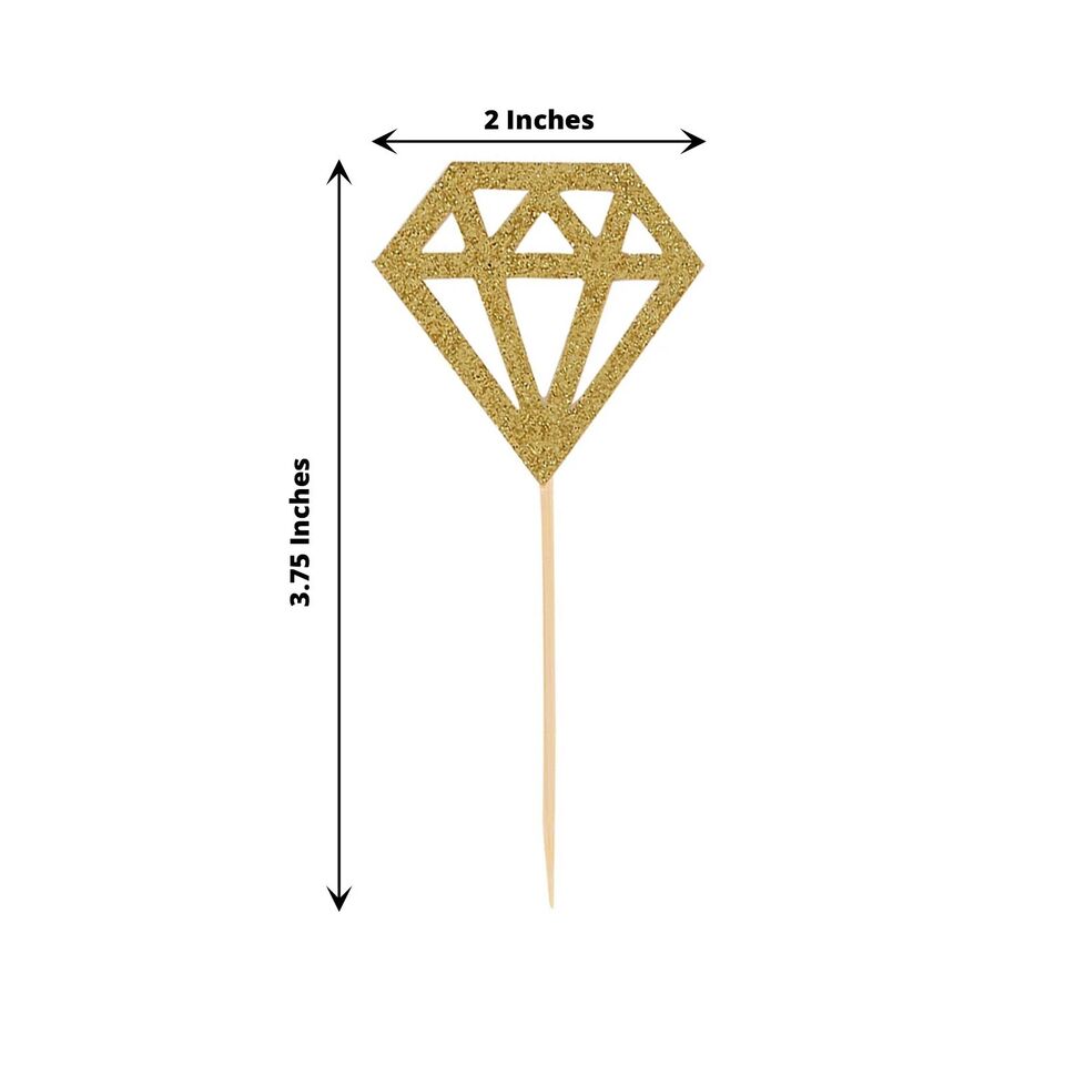 24 Gold Glittered Diamond Ring CAKE CUPCAKE TOPPERS