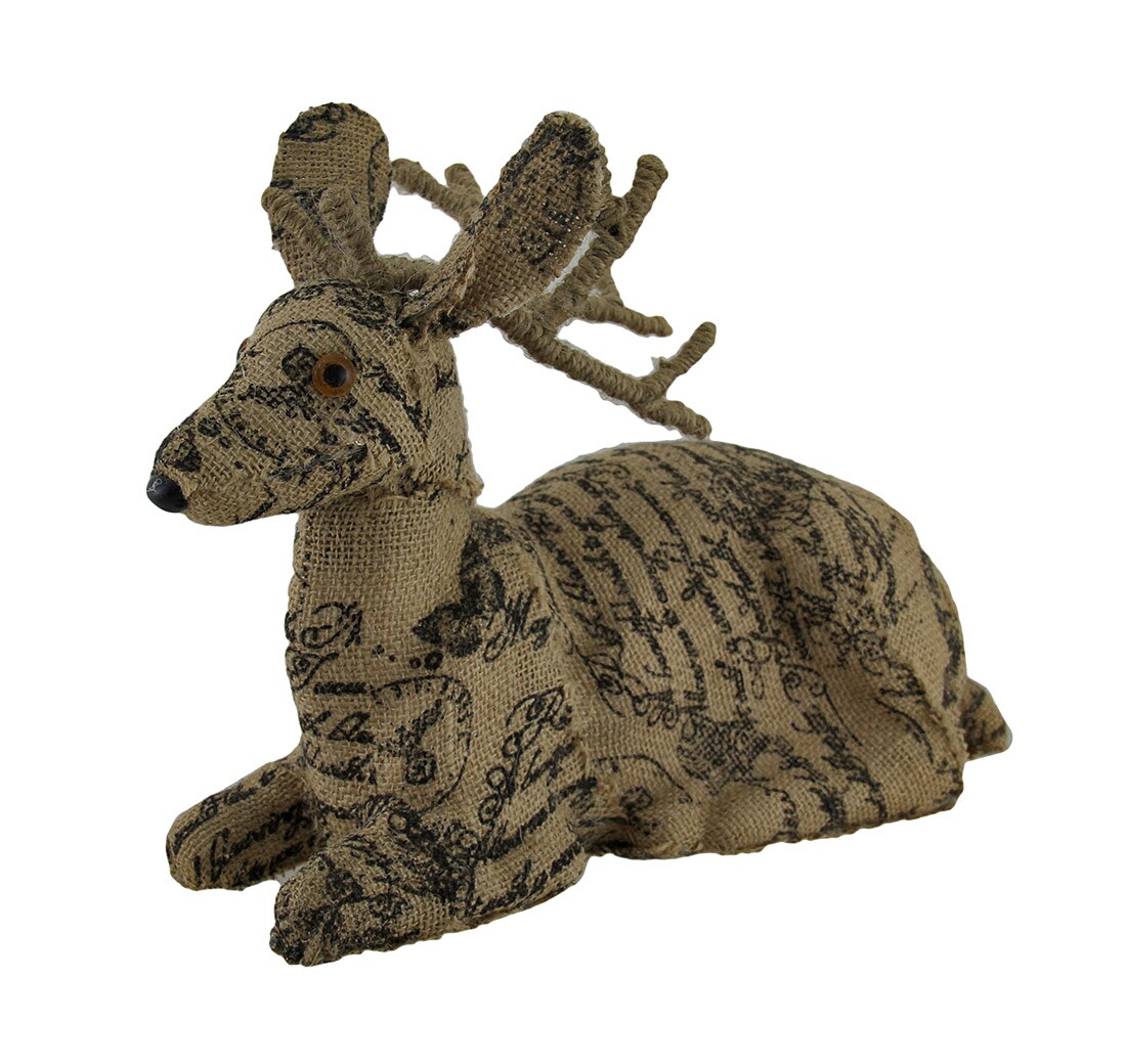 Postcard Print Brown Burlap Deer Statue