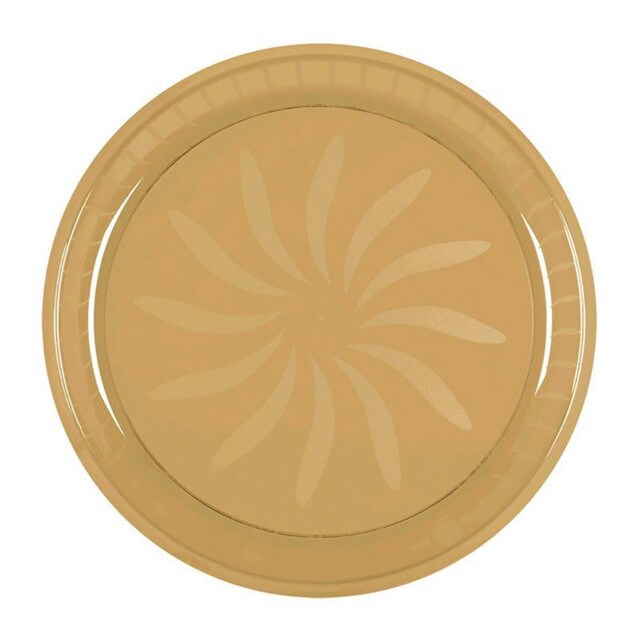 16&#x22; Round Plastic Platter - Gold