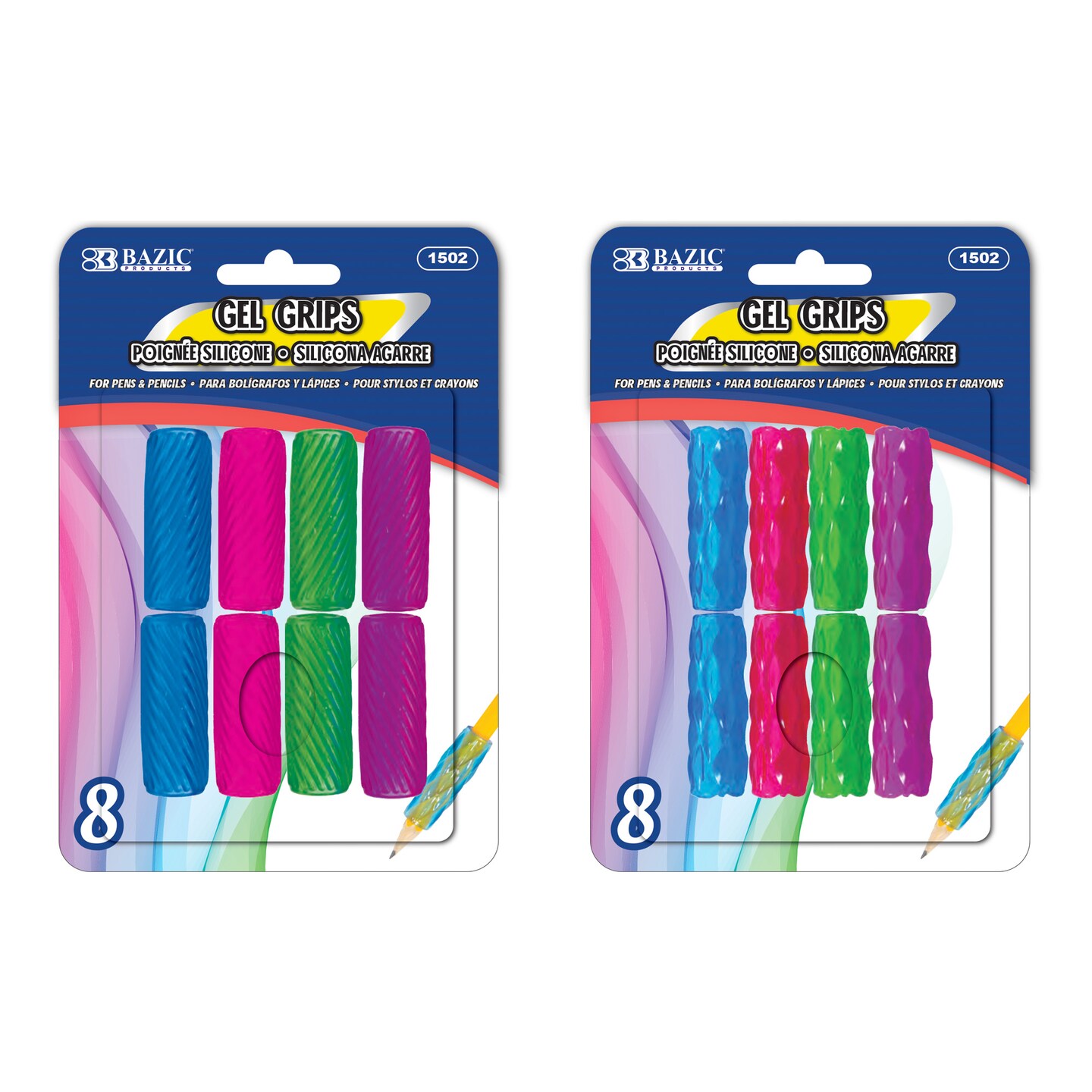 BAZIC Pen Grip Shape Gel Pencil (8/Pack)