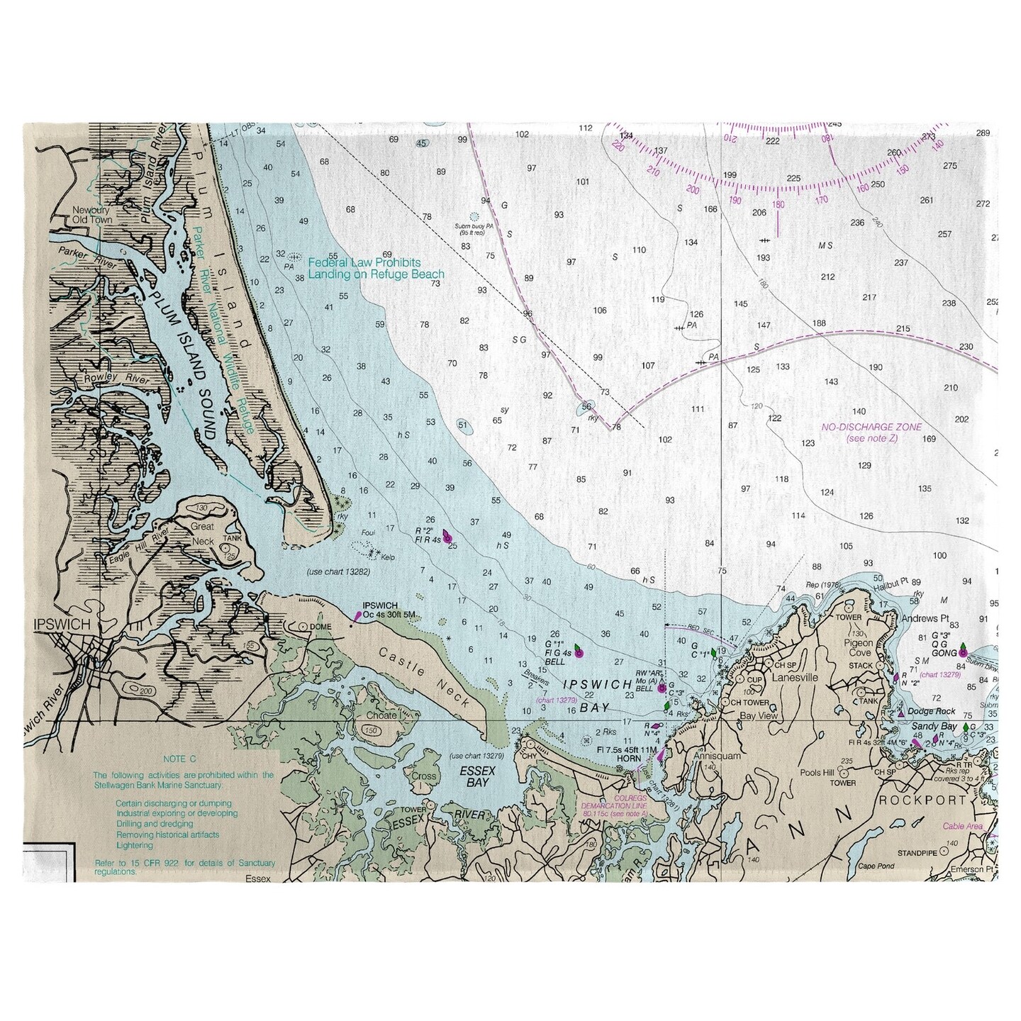 Betsy Drake Plum Island Sound, MA Nautical Map Place Mat Set of 4
