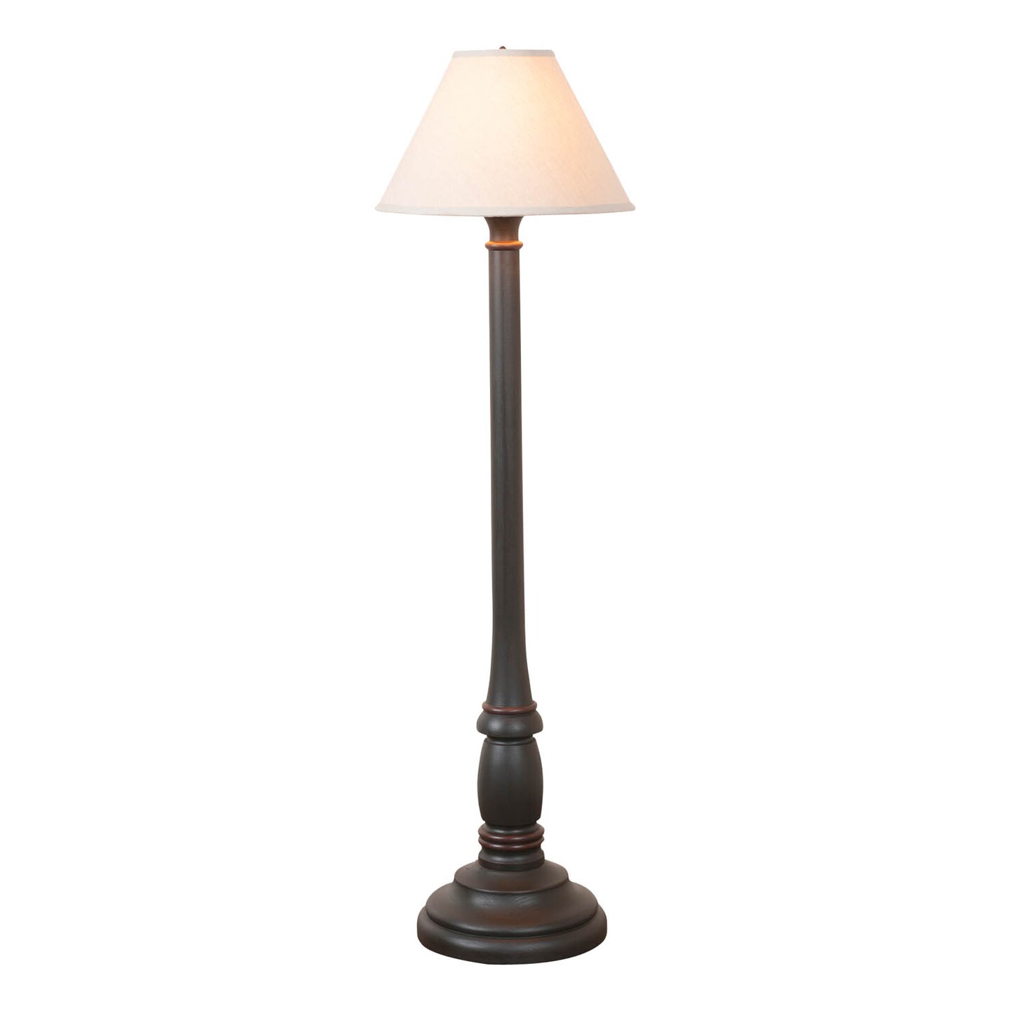 Irvins Country Tinware Brinton House Floor Lamp in Rustic Black with Linen Fabric Shade