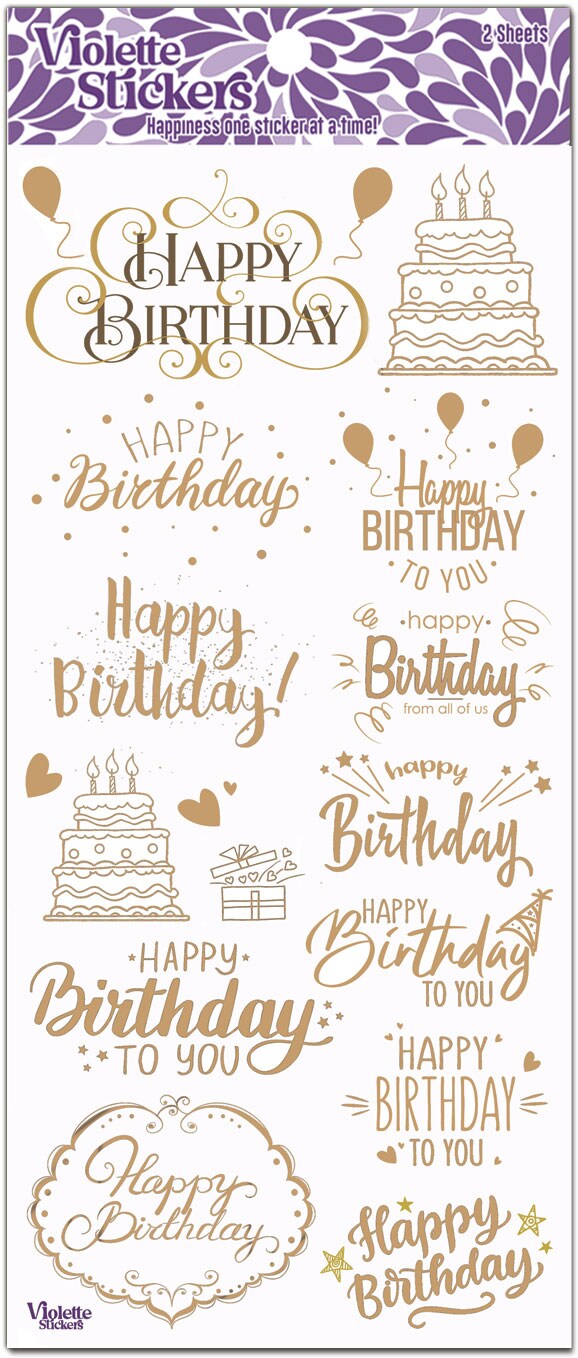 Gold Foil Birthday Wish Stickers - 3 Packages